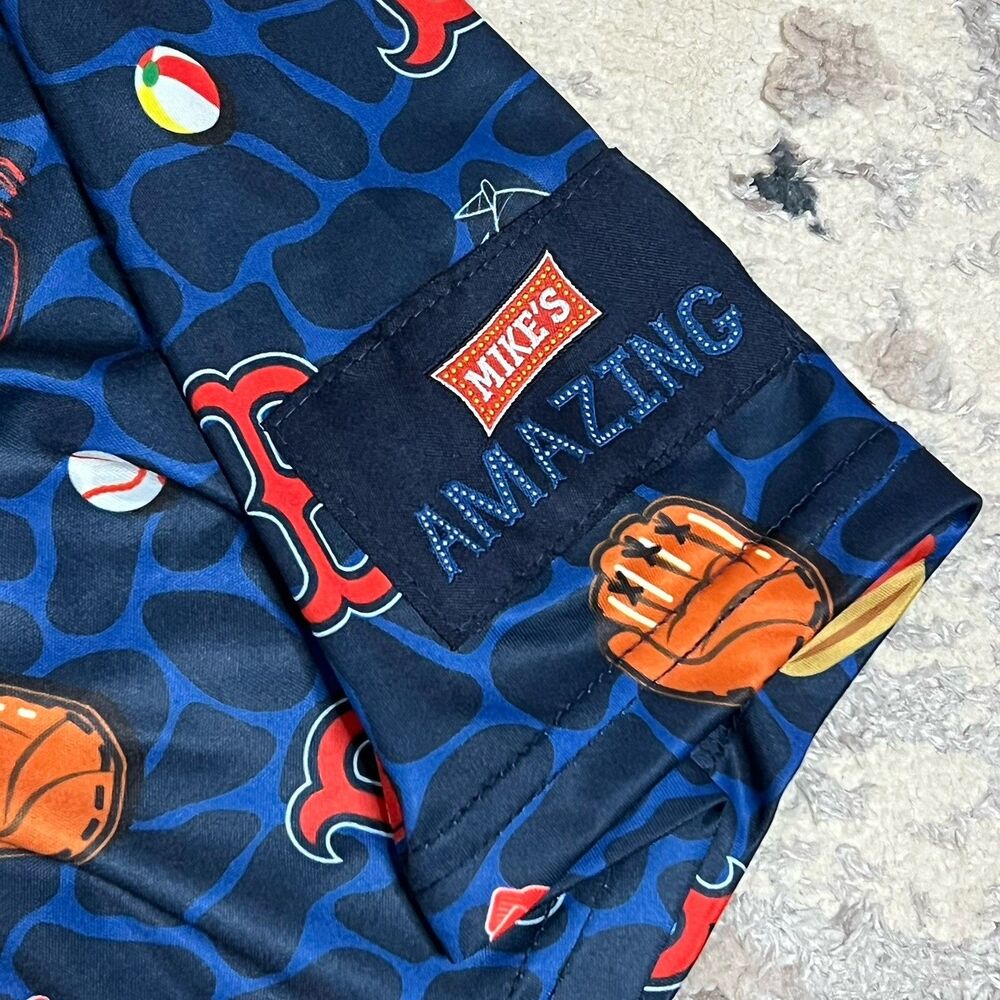 Boston Red Sox Shirt Mens XL Button Up Hawaiin Baseball Gloves Hotdogs Promo AOP - Picture 3 of 11
